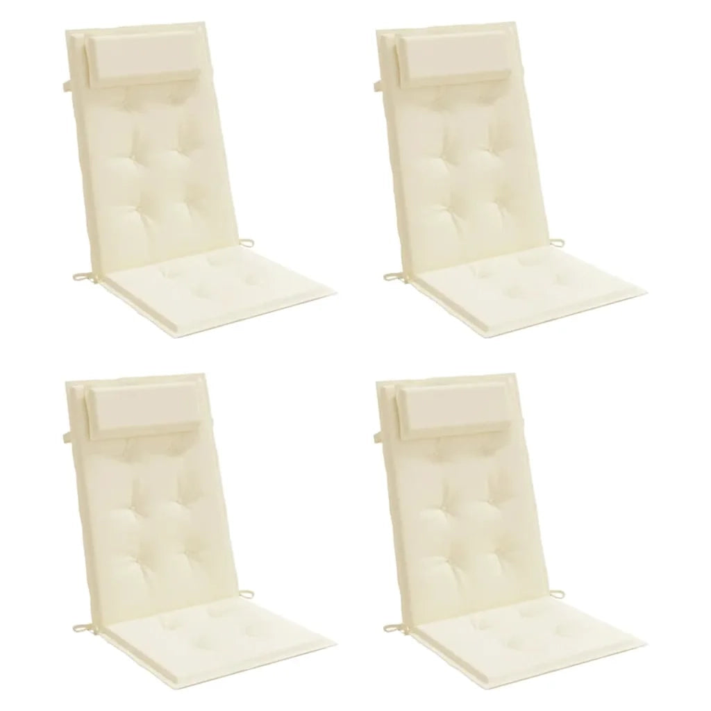 Cuscini per Sedia con Schienale Alto 4 pz Crema Tessuto Oxford