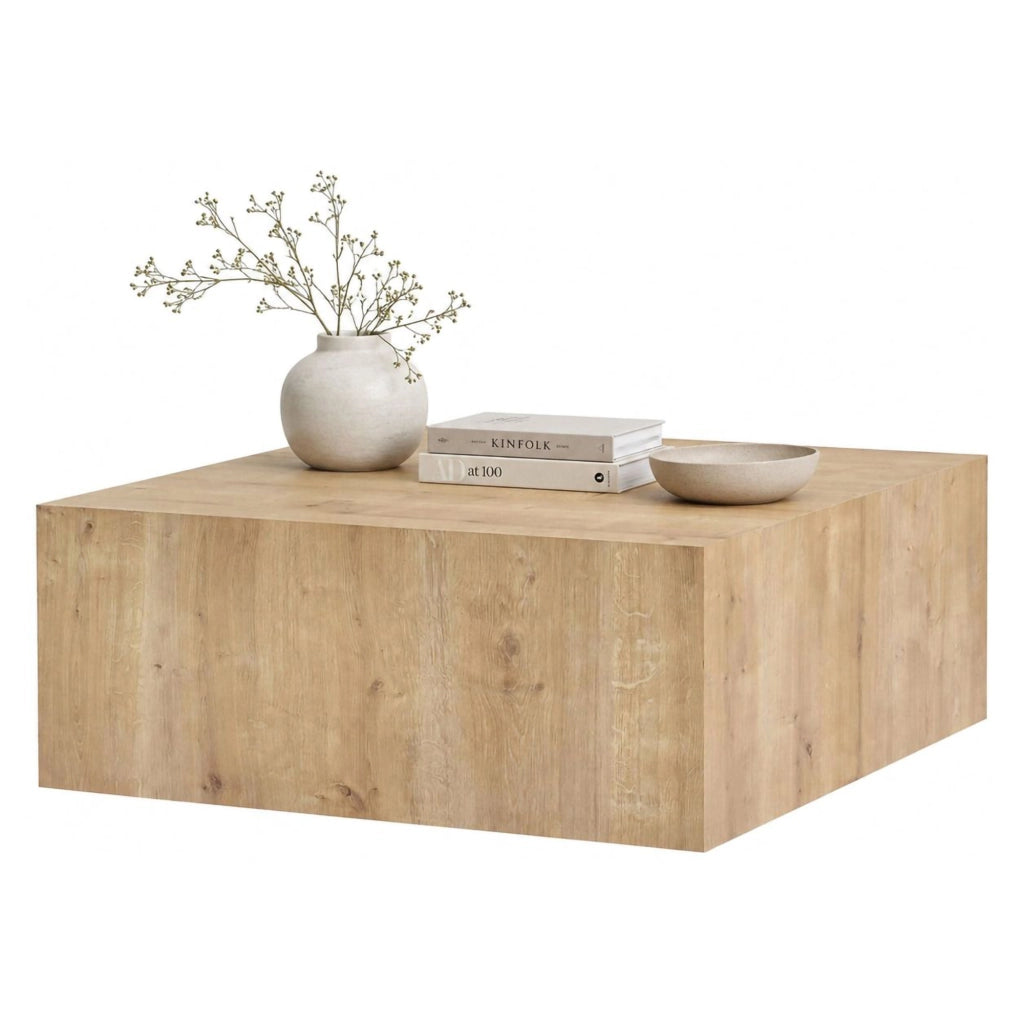 Nofaraka, Tavolino da Salotto Forma Rettangolare, 90x90x35h cm Marrone Rovere