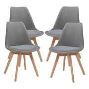 Set Fläten di 4 Sedie da Sala con Seduta Imbottita Rivestimento in Tessuto Bouclé Grigio [en.casa]