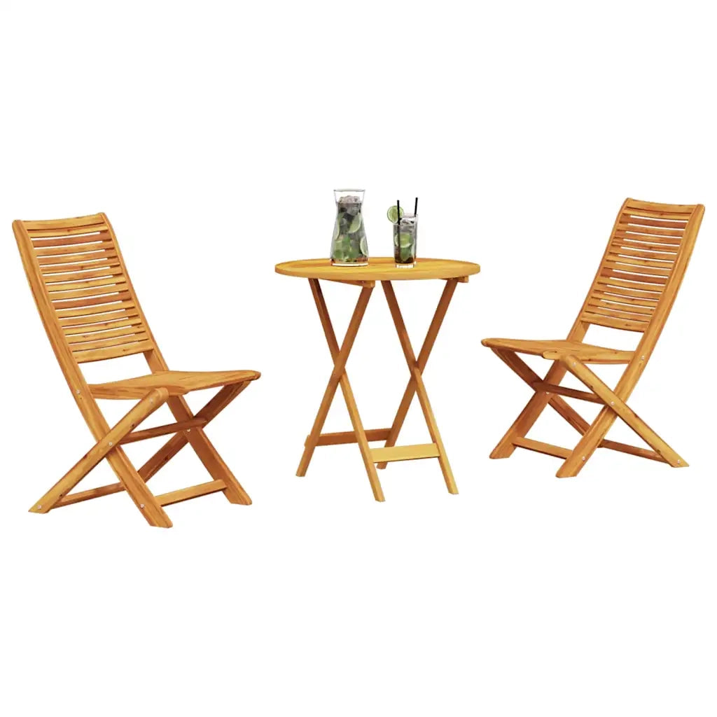 Set Bistro Pieghevole 3 pcs Marrone Legno di Acacia Massello 3375694