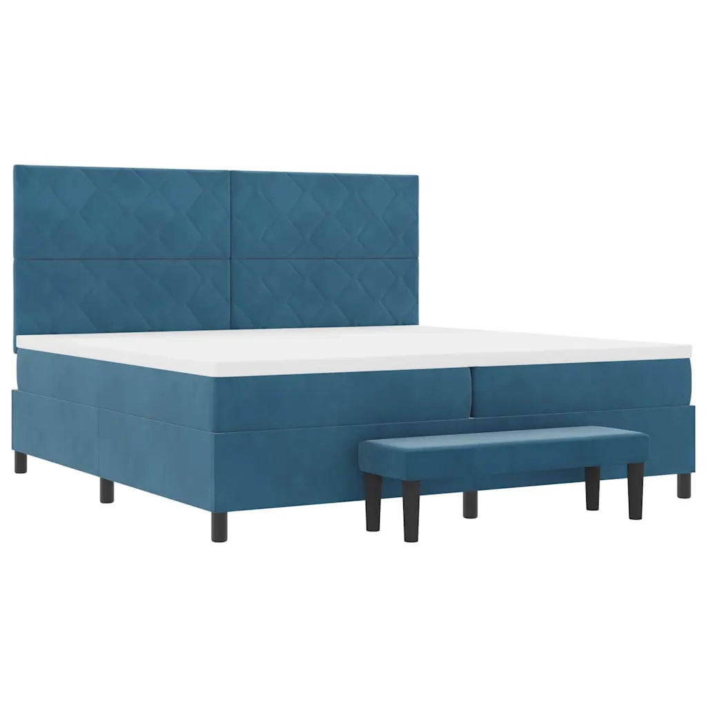Letto a molle con materasso Blu scuro 200 x 200 cm Velluto