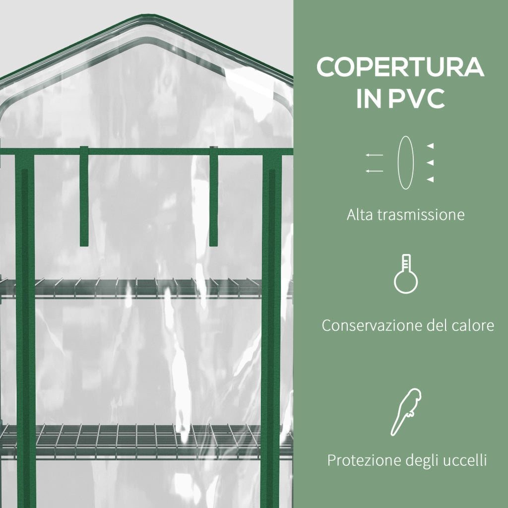 EasyComfort Serra per Piante Verticale con Scaffale a 4 Ripiani in Acciaio e PVC Bianco, 69x50x165cm