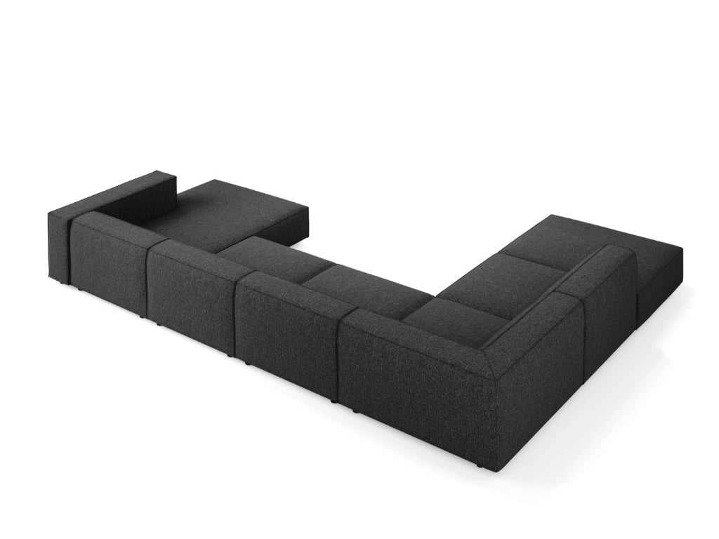 Cosmopolitan Design - Divano panoramico sinistro "Arendal" 7 posti in ciniglia nero 