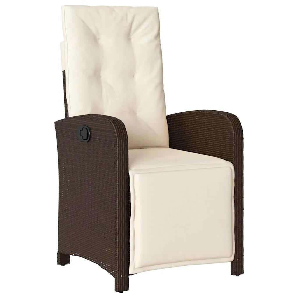 Set da Pranzo per Giardino con cuscino 3 pcs Marrone polyrattan 3380316
