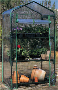 Serra 3 Ripiani da Giardino in Alluminio Verniciato e Copertura in Pvc