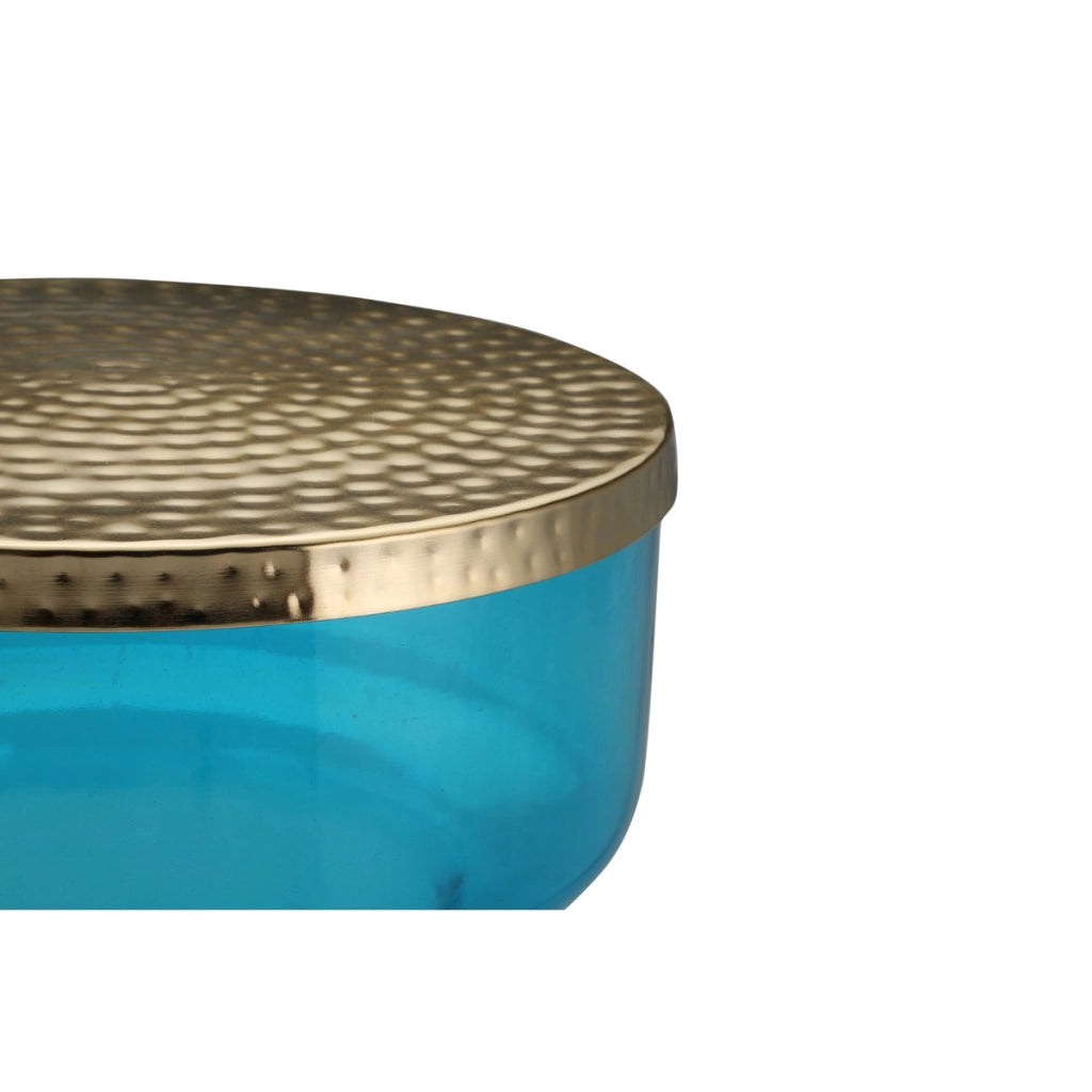Tavolino da salotto Roman 100 in vetro soffiato blu e oro