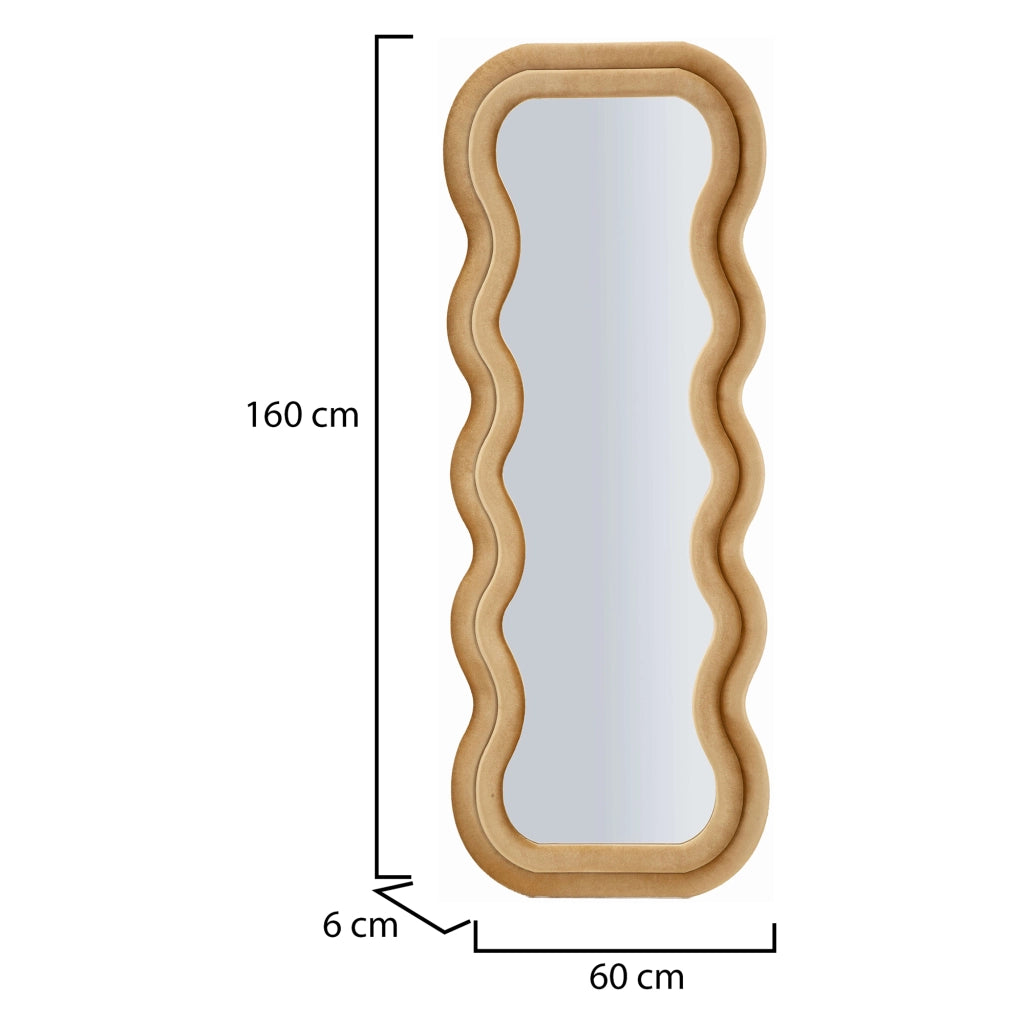 Allen, Specchio Cornice Ondulata Effetto Velluto, 60x160h cm oro