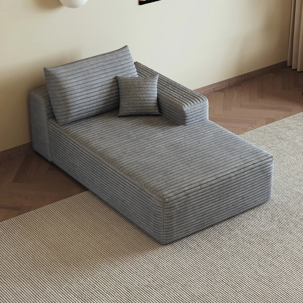 DIVANO Angolare Reversibile con Chaise Lounge in tessuto grigio