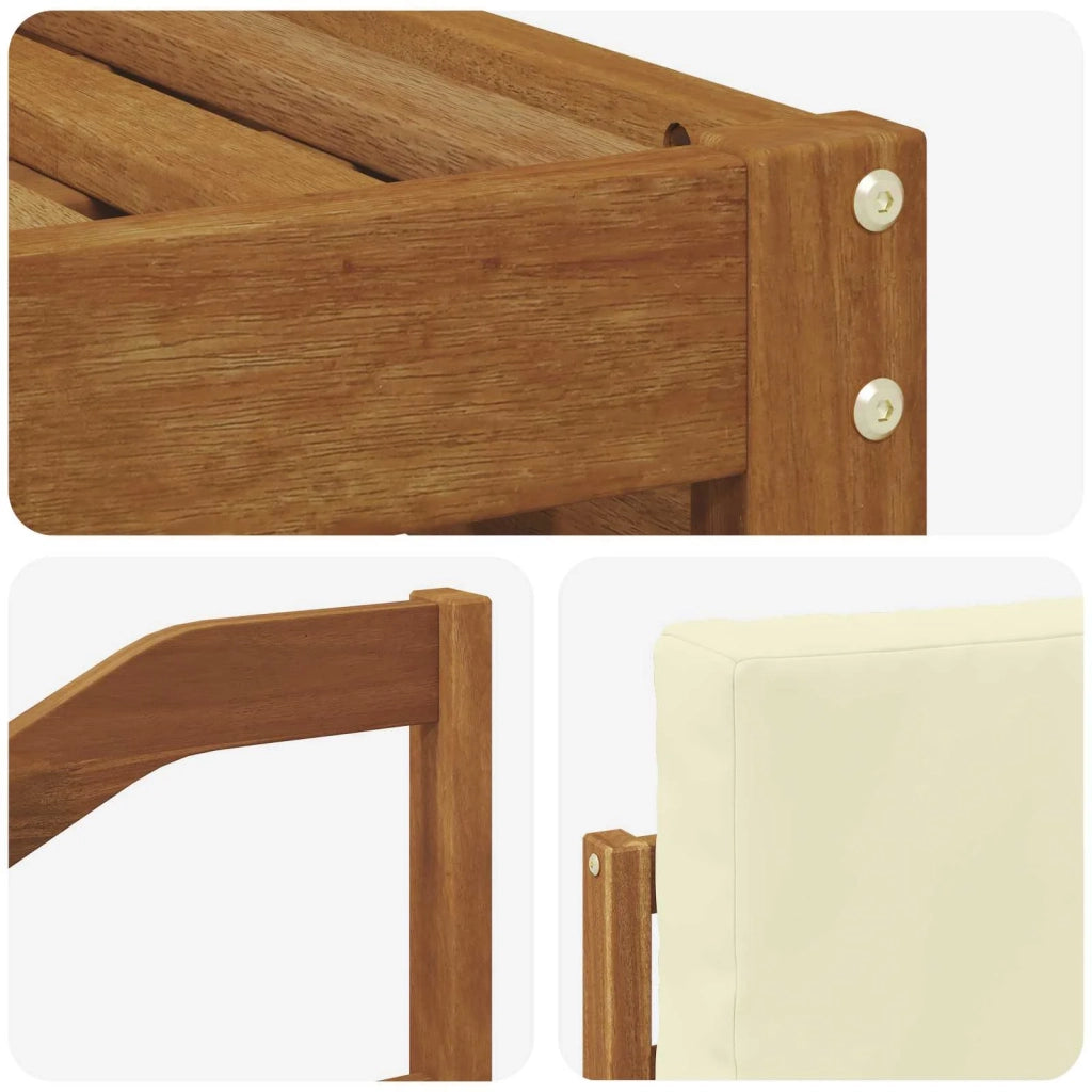 Set divani 8 pz Naturale e Crema Legno di Acacia Massello 3374505