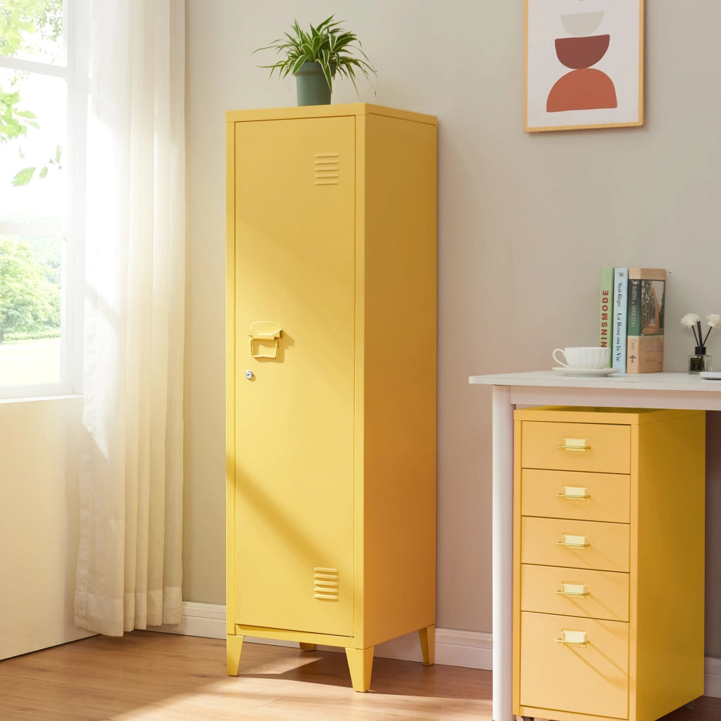 Armadio da Ufficio Kurikka Acciaio Giallo [en.casa]