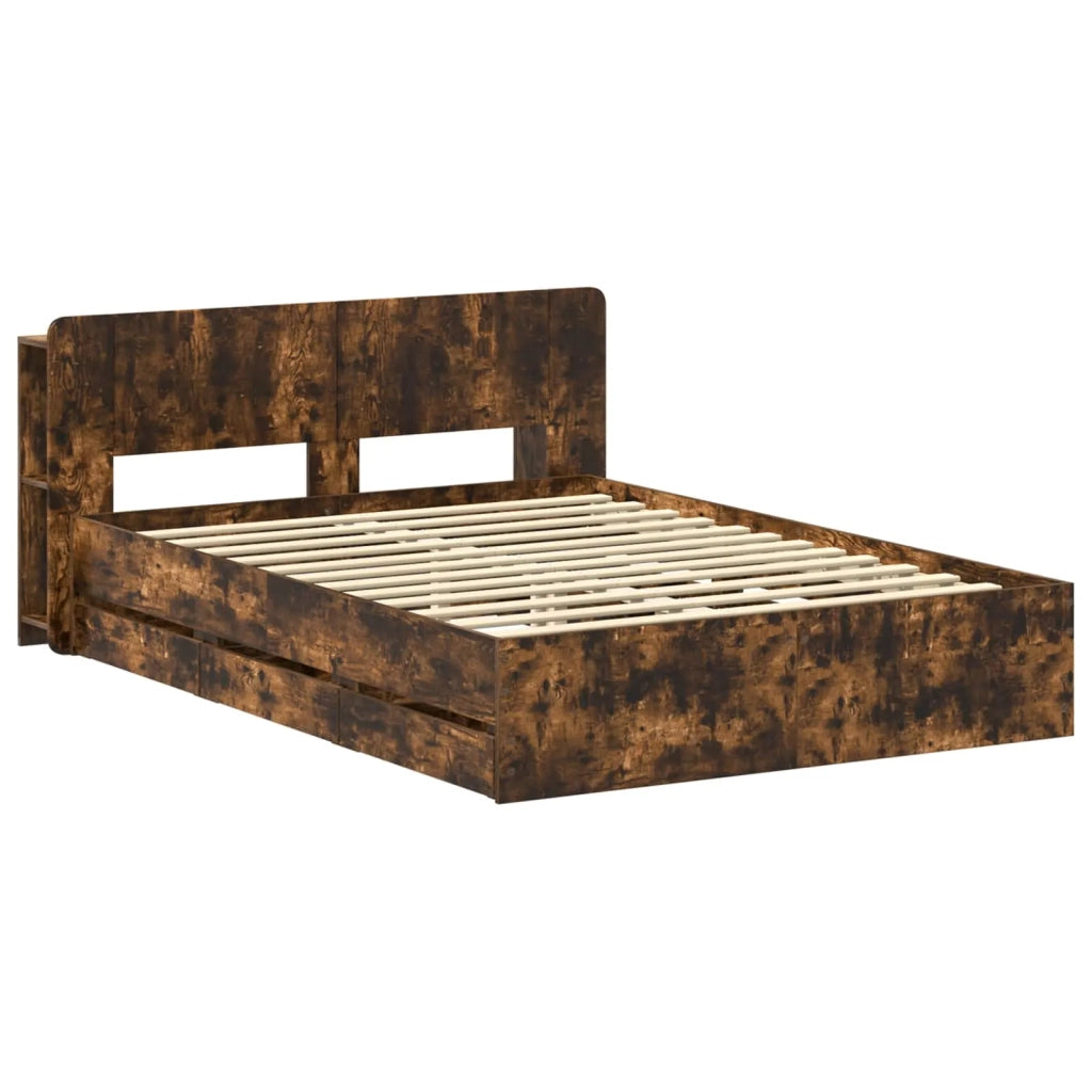 Telaio del letto con storage Rovere Fumo 135 x 190 cm