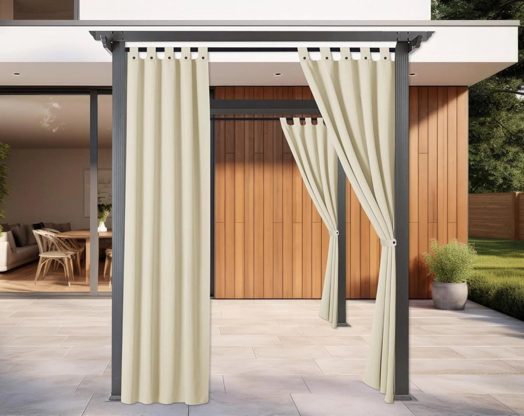 Tenda Per Gazebo Da Esterno Resistente 160 x 270 Cm Con Asole E Passanti Chiusura A Bottoni Antivento Antipolvere Uv Resistente Tende Da Sole Ombreggiante Terrazzo Multiuso 4 Pezzi - Panna