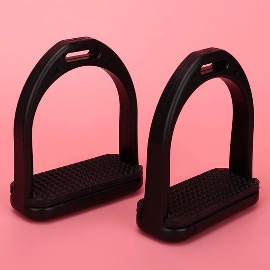 Stirrapi per Bambini Unici Nero Rubber Kunststof Sicuri per Bambini Cavallo 13cm Alta Resistenza - Dressage Composito