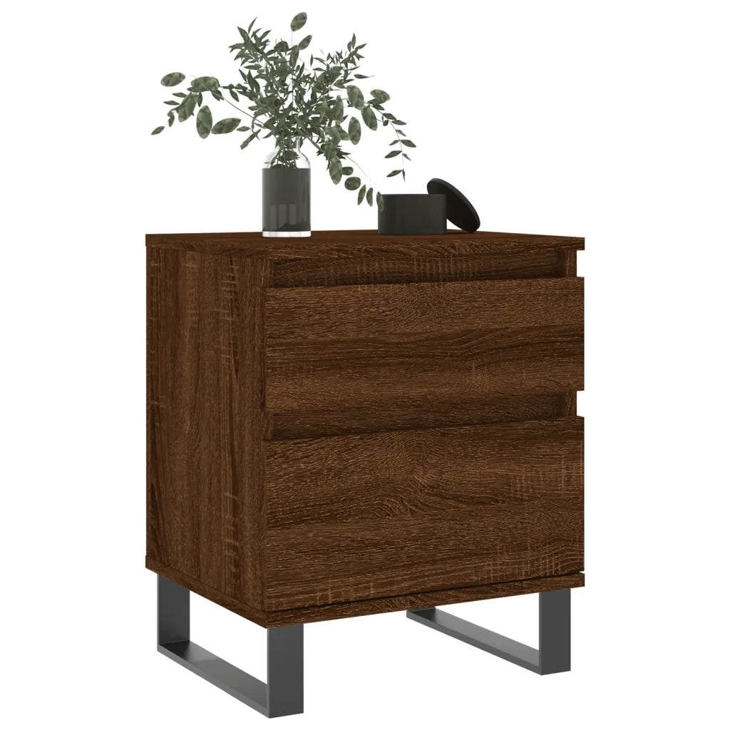 Comodini 2pz Rovere Marrone 40x35x50 cm in Legno Multistrato 830699