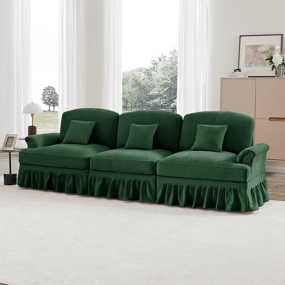 Divano 3 posti classico - Xylo - Stile mid-century, chenille, verde