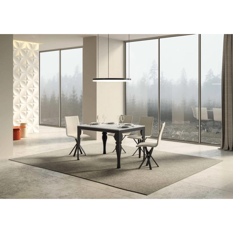 Tavolo allungabile 90x120/380 cm Paxon Evolution telaio Antracite - Bianco Frassino