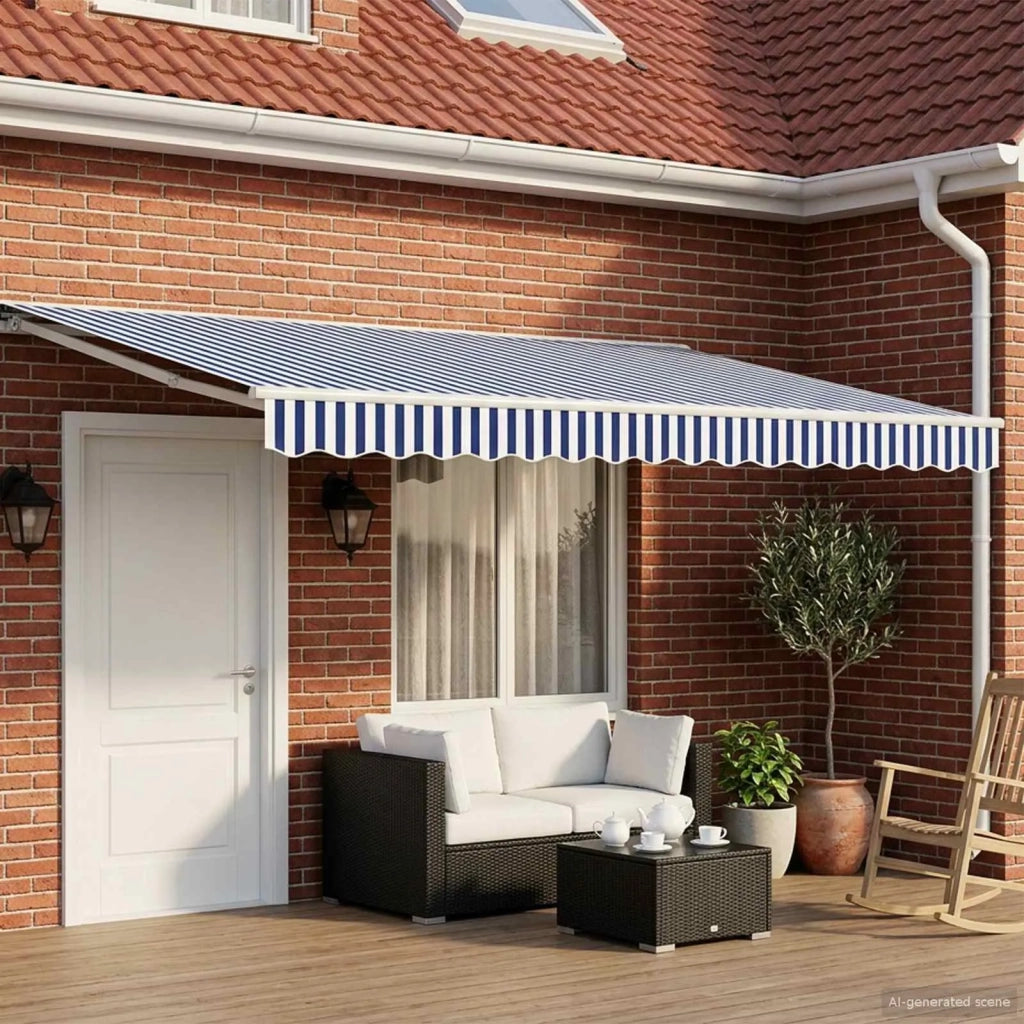 Tettuccio Elettrico Retrattile Blu e Bianco 4,5 × 3,5 m 3421408
