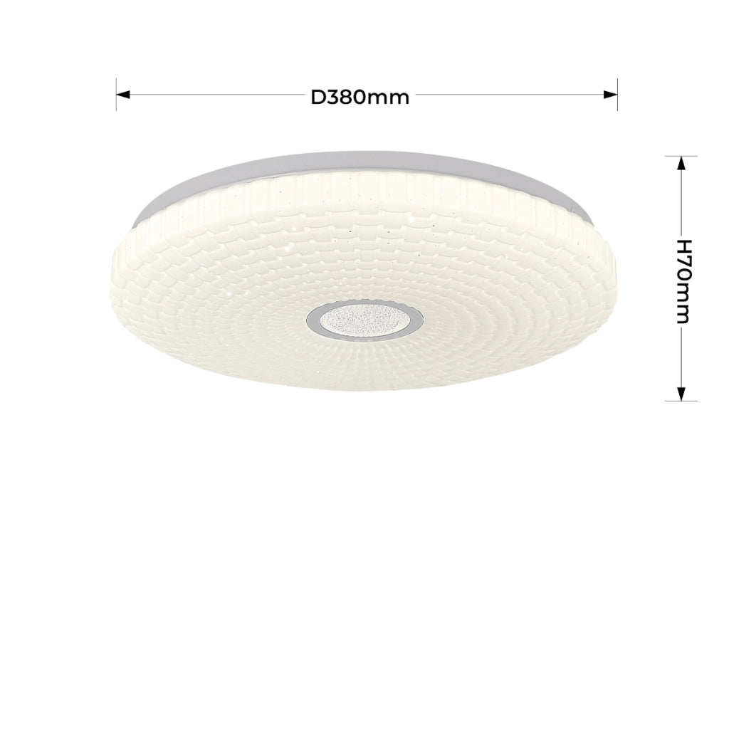 Plafoniera LED tonda 40cm bianca effetto stelle 23W