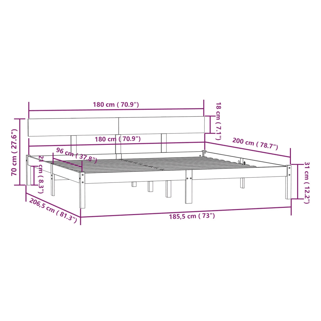 Giroletto Bianco in Legno Massello 180x200 cm Super King 810163