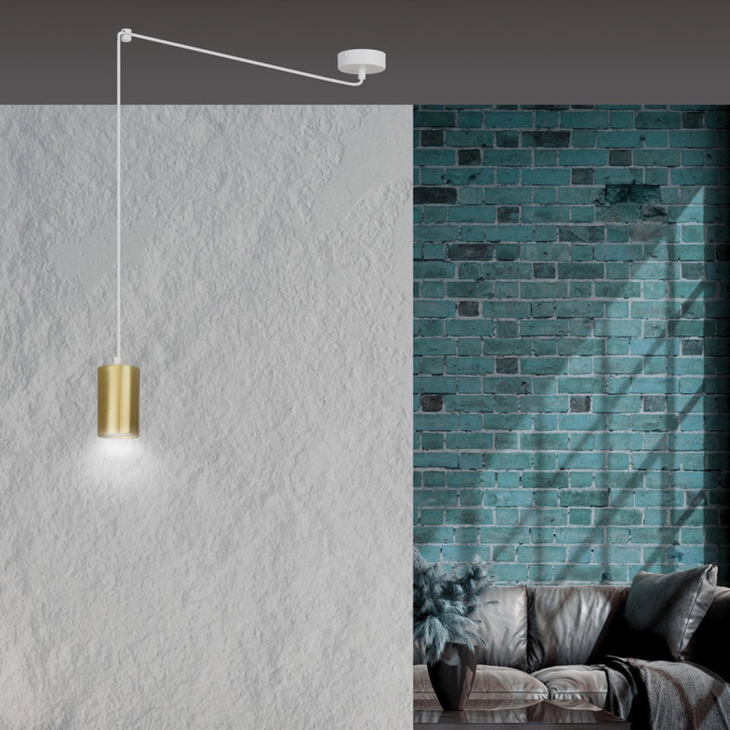 Lampada a sospensione TRAKER in acciaio bianco e oro