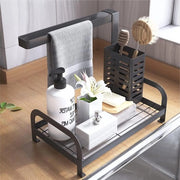 Organizzatore per Caddy - Supporto per doccia in cucina e bagno con scarico - Supporto per spugne, supporto per spazzole, supporto per asciugamani da cucina, supporto per asciugamani da disegno