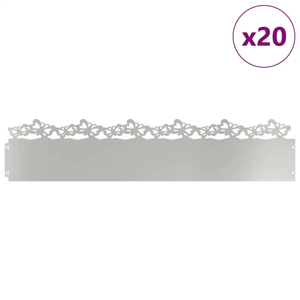 Bordure per prato 20 pcs Argento 103 x 0,05 x 22 cm 874823