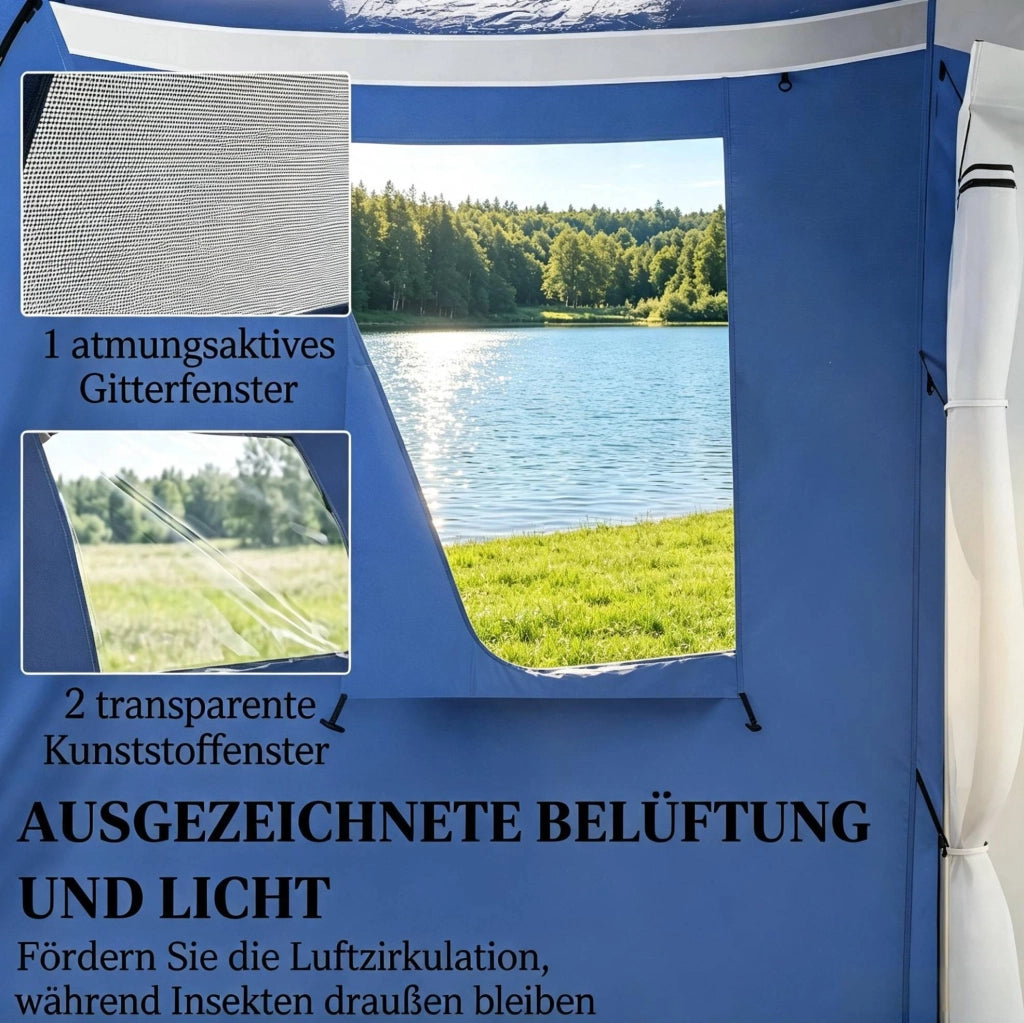 Tenda da campeggio a tunnel per 3-4 persone; impermeabile 3000 mm; blu