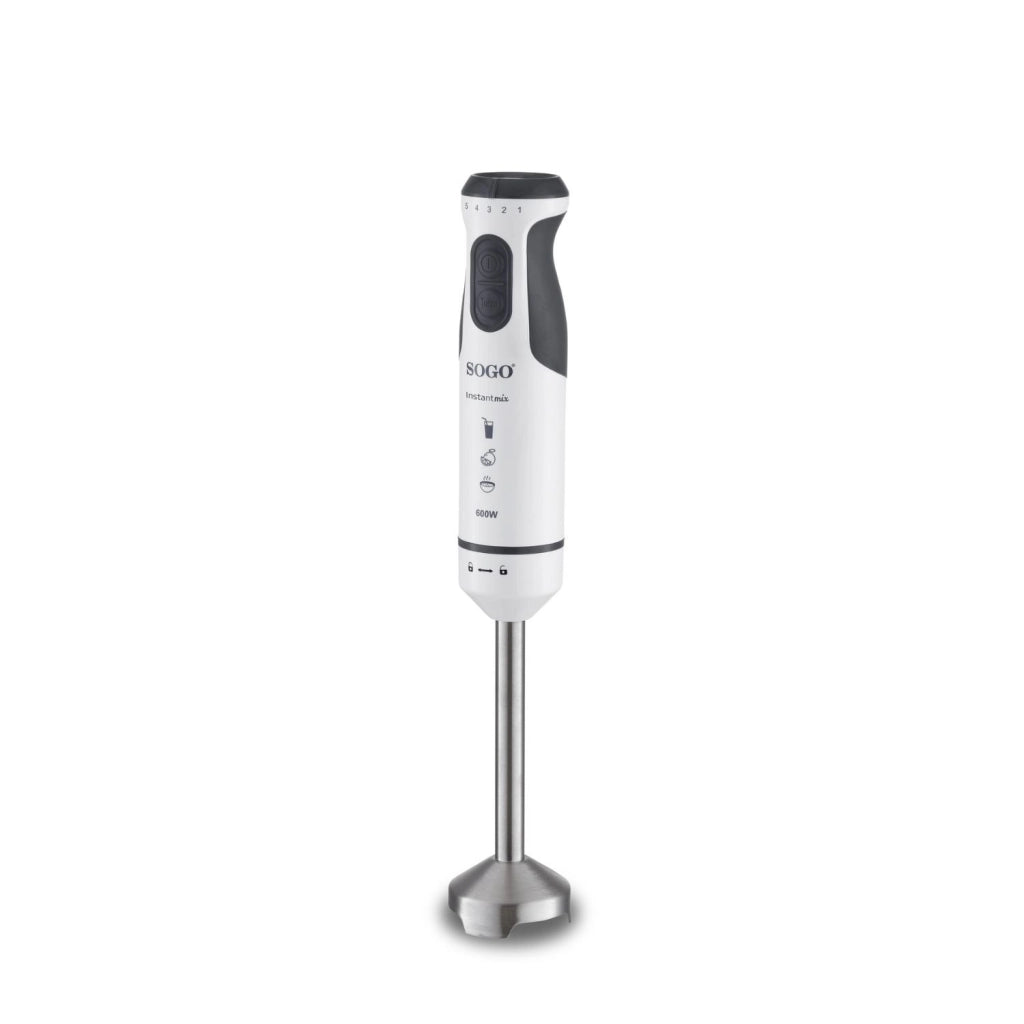 Frullatore elettrico a immersione 600W, 5 velocità variabili, lame acciaio inox, bicchiere graduato 700ml cucina - SOGO