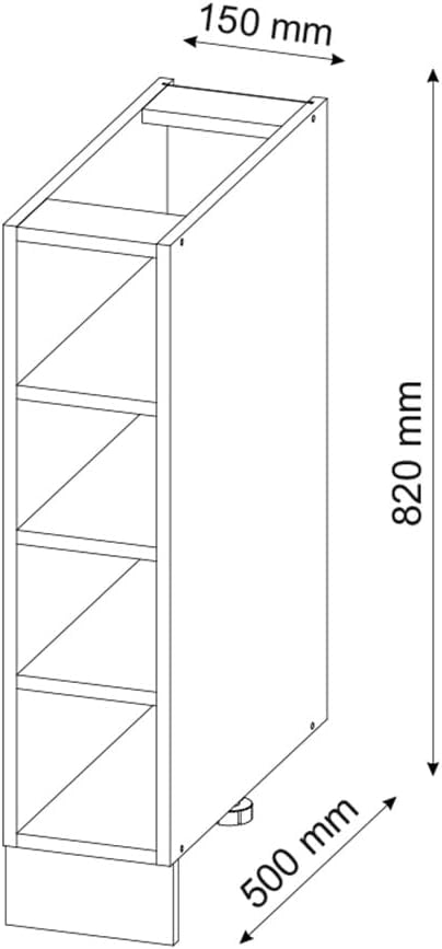Scaffale da cucina Fame-Line, Quercia dorata, 15 cm senza piano di lavoro, per la combinazione con altri moduli della serie Fame-Line