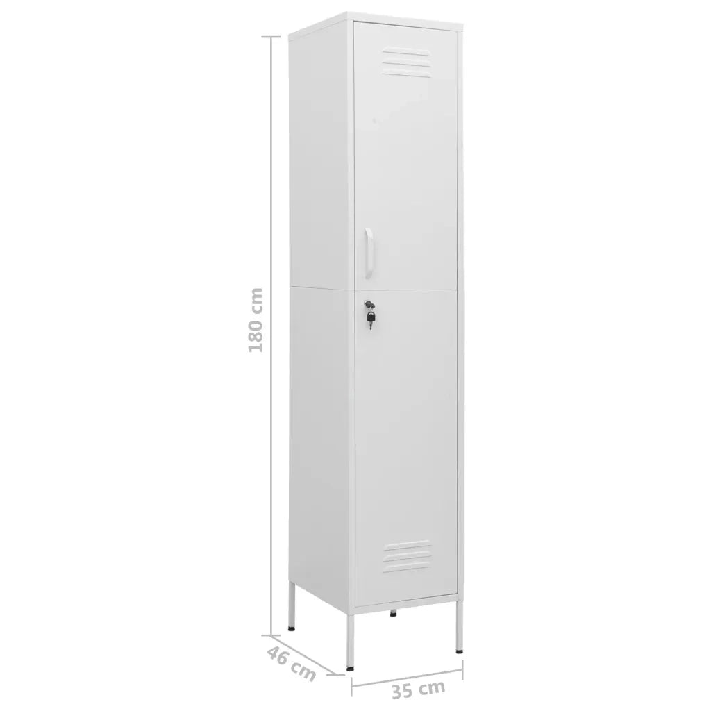Armadietto da ufficio moderno 35 x 46 x 180 cm con ripiani regolabili finitura in acciaio bianco 02_0046893