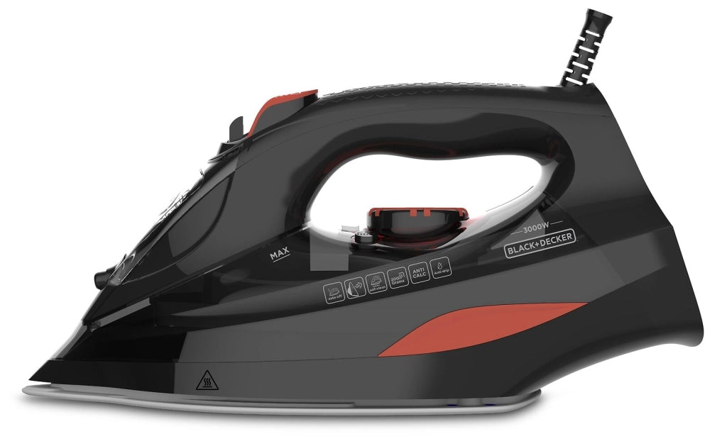 Black & Decker BXIR3000E ferro da stiro Ferro a vapore Ceramica 3000 W Nero, Arancione