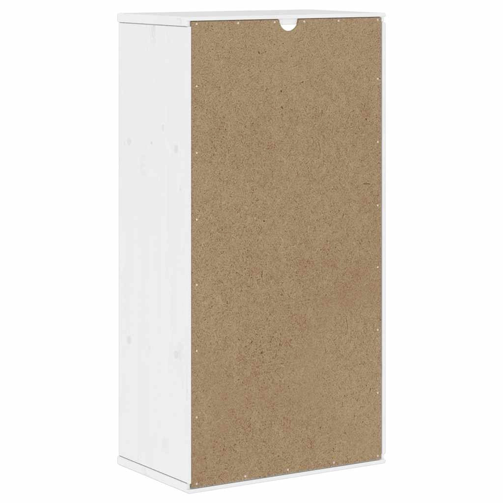 Mobiletto laterale in legno massello di pino 40 x 24 x 79 cm ampio spazio di archiviazione stile rustico finitura legno bianco 02_0058045