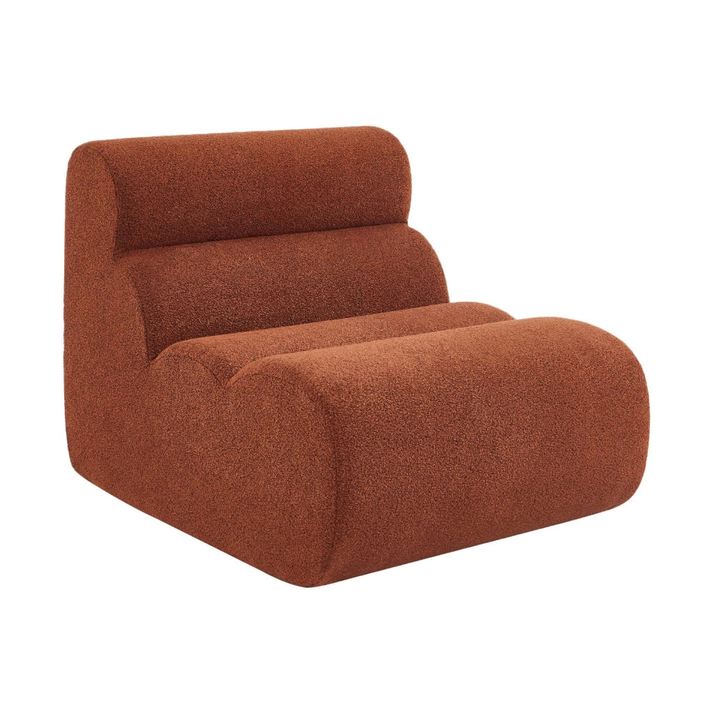 Poltrona bouclé testurizzata con poggiapiedi, 1 posto, terracotta