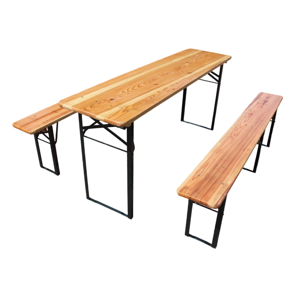 Set birreria pieghevole 177x46x78 cm; struttura rinforzata; metallo; colore naturale