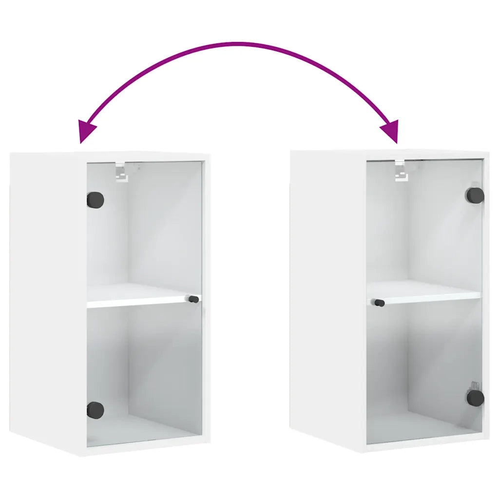 Armadietto a Muro | Mobile a Muro con Ante in Vetro Bianco 35x37x68,5 cm