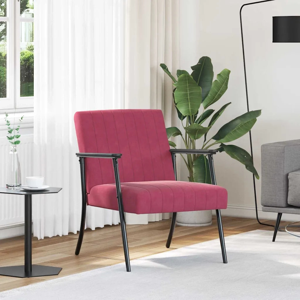 Poltrona | Sedia Relax Rosso Vino 59 x 75 x 78 cm Velluto