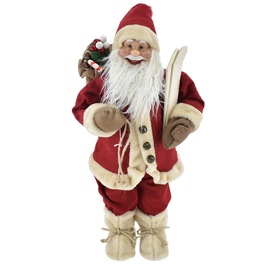 Statuina Babbo Natale Rosso  Statuetta 40cm Vestiti in Tessuto Addobbo Natalizio