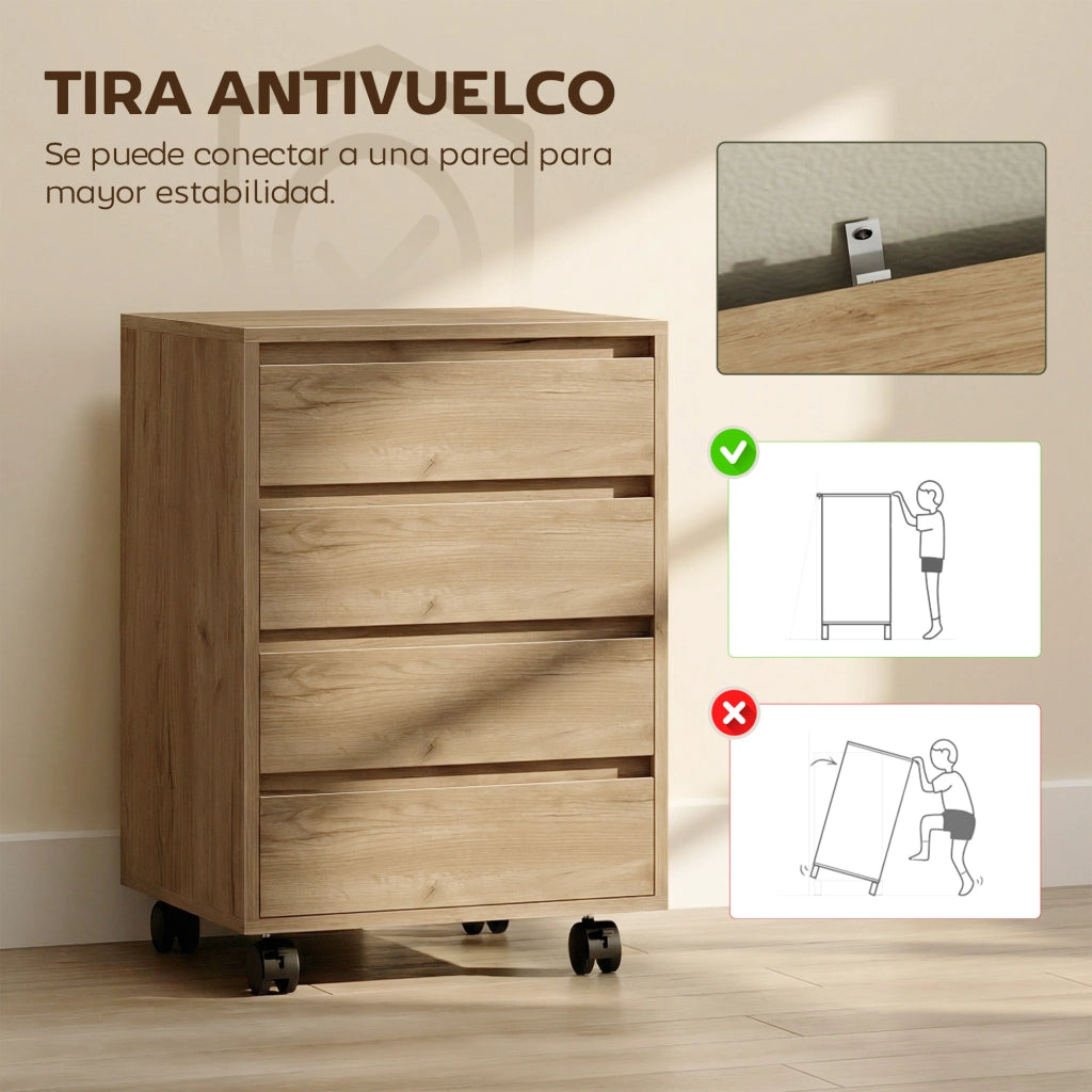 Scrivania con 4 Cassetti e Ruote ¨C zephmum ¨C Marrone 46x40x65 cm