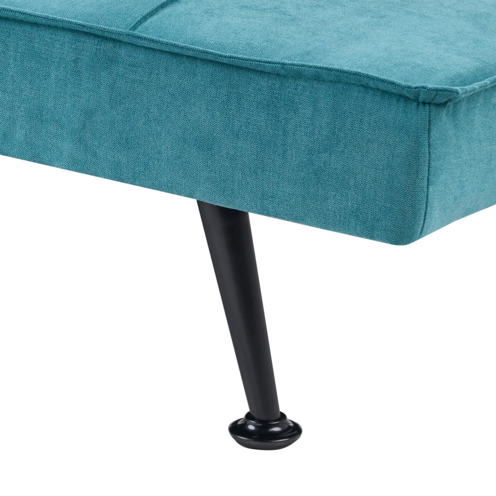 Divano letto in tessuto blu marino a 3 posti con imbottitura trapuntata Letto per ospiti senza braccioli con chiusura a scatto