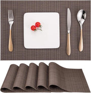 Set di Tavola da 6, Tavole da Cucina in Vinile Tessute Lavabili Resistenti al Calore Antiscivolo Adatti per Cucina Famiglia Ristorante Caffetteria