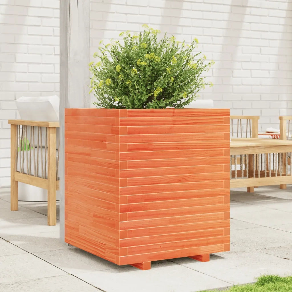 Fioriera Giardino Marrone Cera 60x60x72 cm Legno Massello Pino