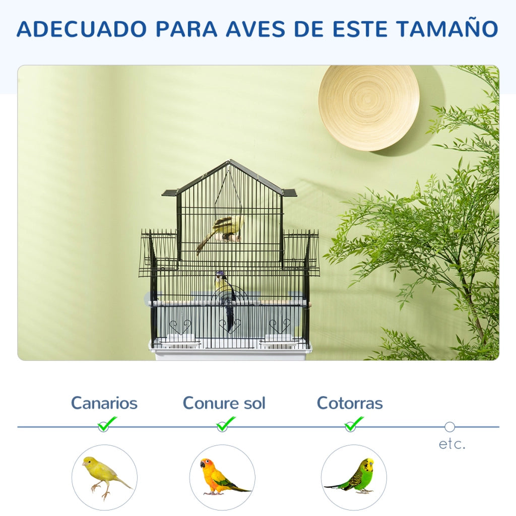 Gabbia per Uccelli con 2 Mangiatoie ¨C Minimal ¨C 50.5x41x63 cm Bianco