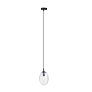 Sospensione Minimal 1 Luce Atalanta Acciaio Nero E Vetro Trasparente