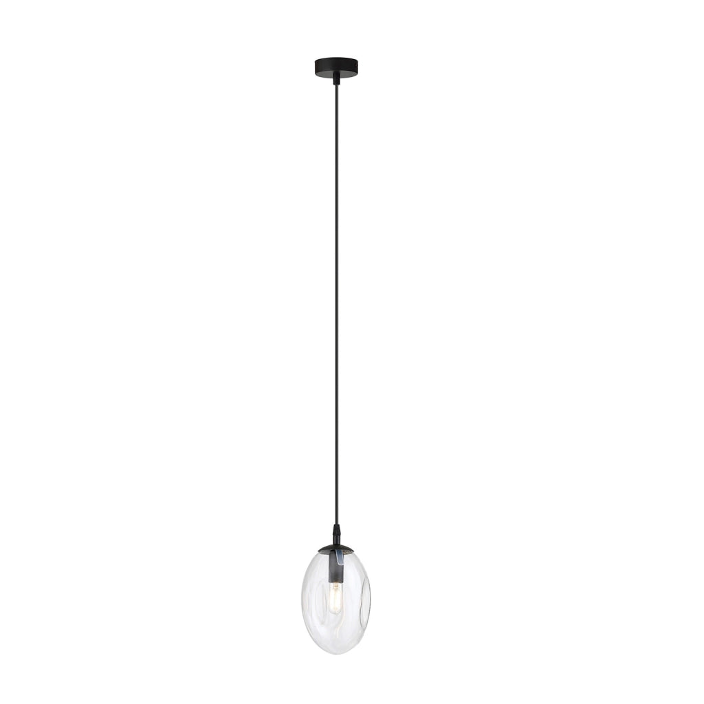 Sospensione Minimal 1 Luce Atalanta Acciaio Nero E Vetro Trasparente