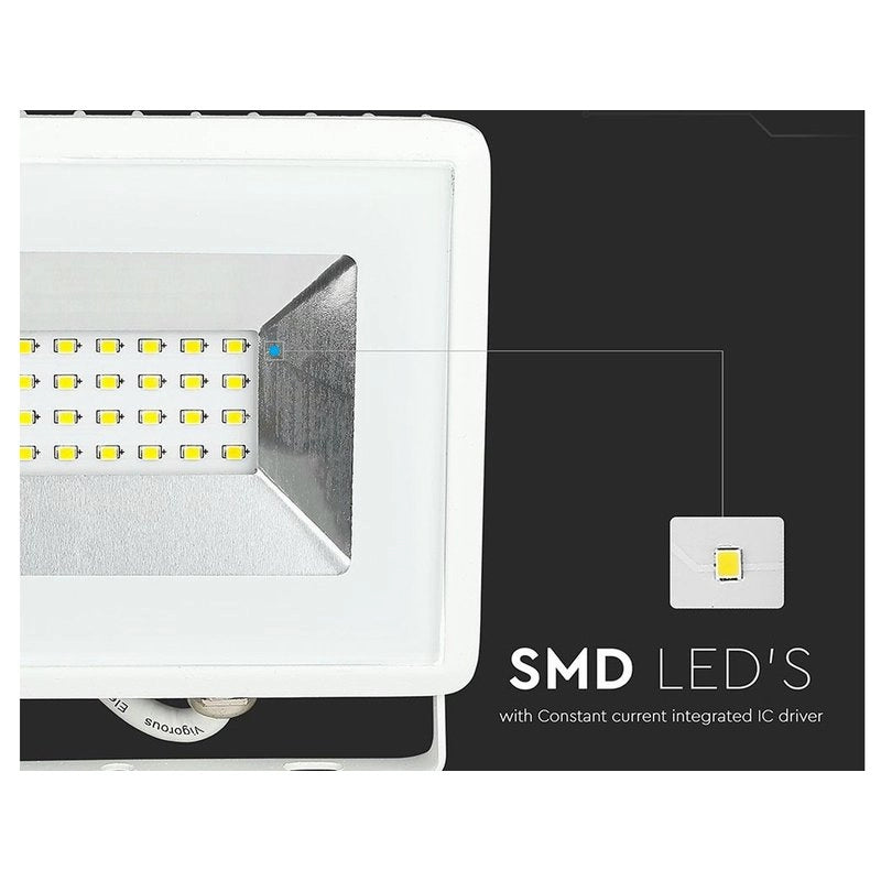 Faro Led Flood Light 20W Carcassa Bianca IP65 Freddo 6400K Super Slim SKU-215951