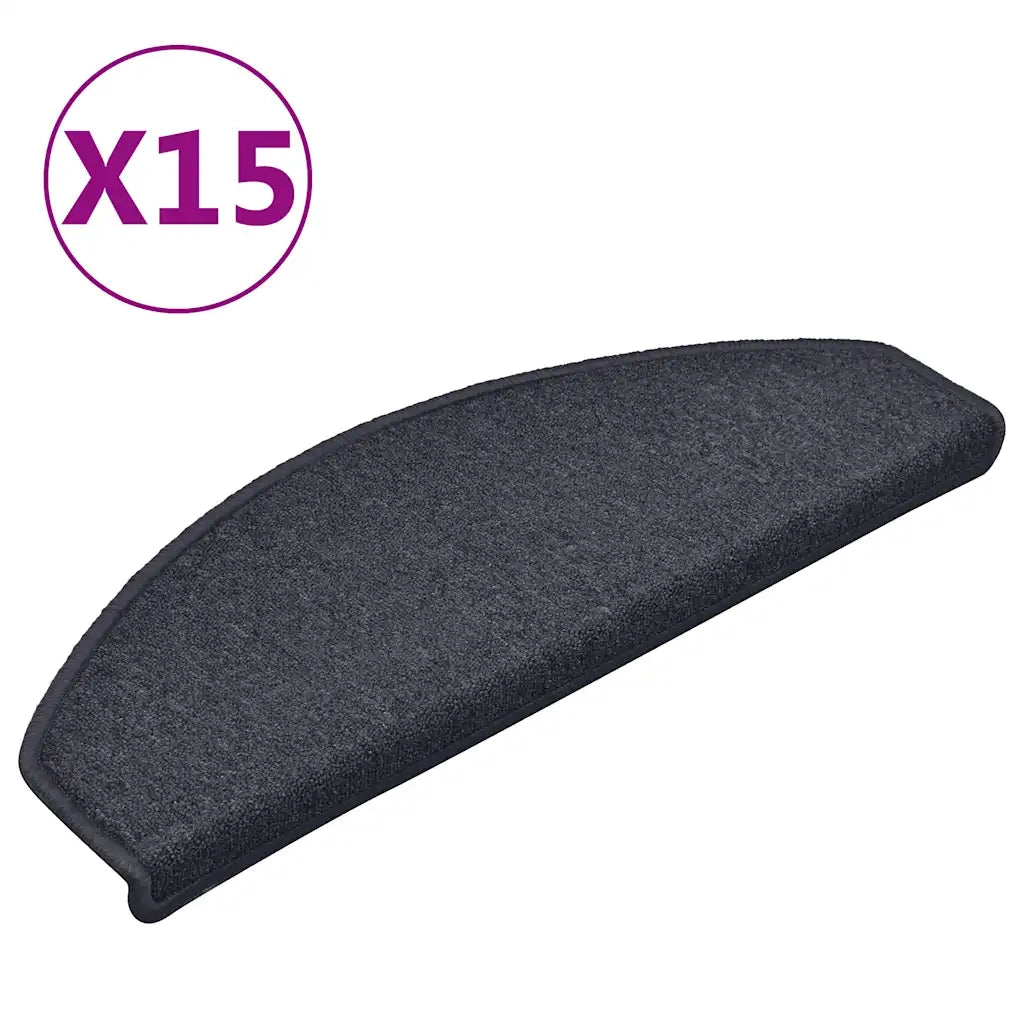 Tappetini per scale 15 pz 65x24x4 cm Grigio scuro e blu Semicircolari Grandi 322365