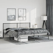 Giroletto con Testiera e Pediera-Struttura Letto Metallo Nero 193x203 cm 951015
