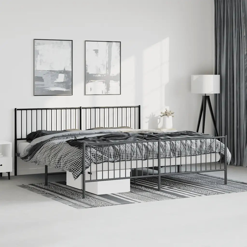 Giroletto con Testiera e Pediera-Struttura Letto Metallo Nero 193x203 cm 951015
