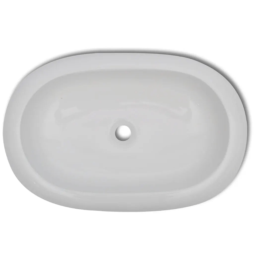 Lavello Bagno con Miscelatore in Ceramica Ovale Bianco cod mxl 54016