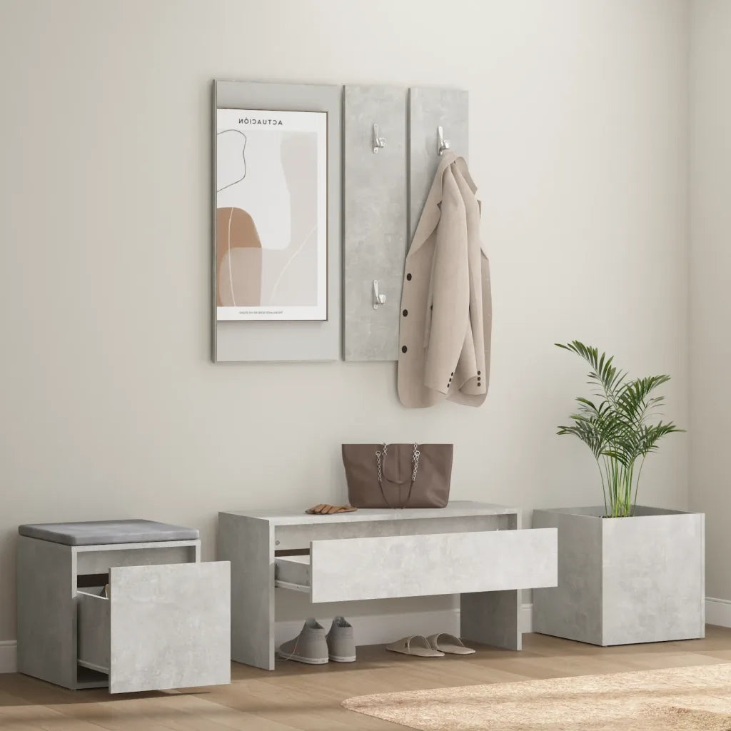 Set di Mobili da Corridoio Grigio Cemento in Legno Multistrato cod mxl 73559